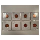 2009 COMPLETE 8 PIECE LINCOLN CENT SET UNC.