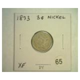 1873 THREE CENT NICKEL EXTRA FINE