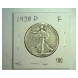 1938-D WALKING LIBERTY HALF DOLLAR FINE
