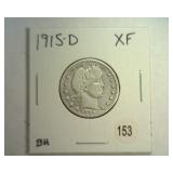 1915-D BARBER QUARTER EXTRA FINE