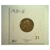 1931-S LINCOLN CENT ABOUT UNCIRCULATED