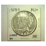 1928-S PEACE DOLLAR AU+ SCARCE