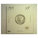 1917 MERCURY DIME EXTRA FINE