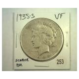 1935-S PEACE DOLLAR VERY FINE SCARCE