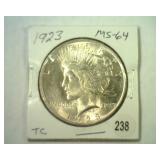 1923 PEACE SILVER DOLLAR MS 64