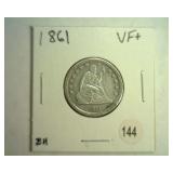 1861 SEATED LIBERTY QUARTER VERY FINE+
