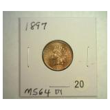 1897 INDIAN CENT MS64