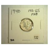 1940 MERCURY DIME MS 65 FULL SPLIT BANDS