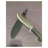 15" Satin blade rubber handle knife*