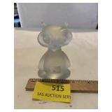 Vintage frosted glass big eyed owl paperweight