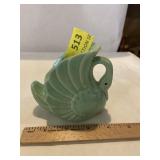 Vintage USA pottery, mint, green swan