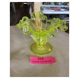 Candle compote dish, Fenton glass about 6 1/2
