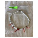 Coral and seed bead necklace 16 inches long