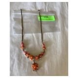 Vintage choker style coral celluloid necklace,
