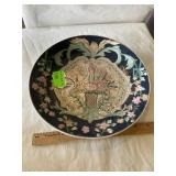 Hand colored flower basket, decorative plateHFP