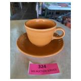 Vintage fiesta orange cup and saucer