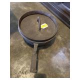 Antique cast-iron tripod skillet with lid about 7