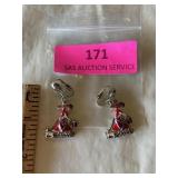 Clip earrings Red Hat with purse