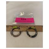 Milor 925 Italy pierced green enamel earrings