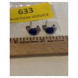 925 silver and lapis looking pierced earrings
