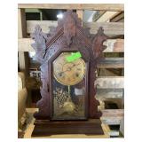 Vintage eight day wood mantle clock. 23 x 13.