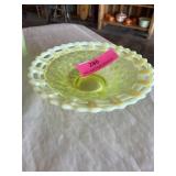 Fenton opalescent candy dish with lace edge  7