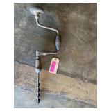 Vintage hand drill with bit drill 13 1/2 inches