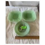 Jadeite appetizer plates and saucer  Saucer has