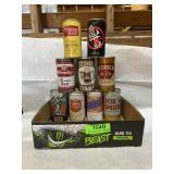 Collection of vintage empty beer cans
