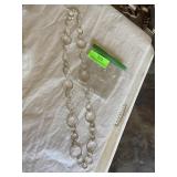 Silver circle necklace 36 inches long costume
