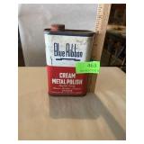 Vintage Blue Ribbon cream metal polish can