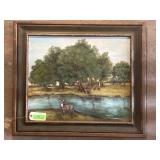 Wood framed paint on canvas picture . artist, La
