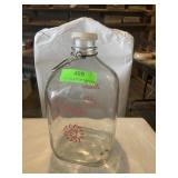 Vintage Mortons glass milk gallon with metal