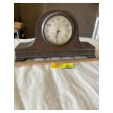 Antique wood mantle clock 6 inches tall 11 inches