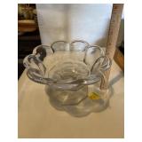 Vintage glass footed serving bowl