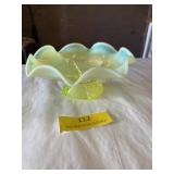 Northwood Vaseline opalescent ruffled rim,