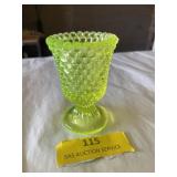 Vintage Vaseline glass ï¿½thousand eyeï¿½ hobnail