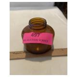 Vintage Amber, low squat marked jar early 1900s