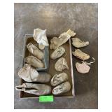 Collection of antique footwear for