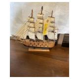 Vintage mayflower model ship on stand  1970s 12 x