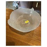 Frosted pressed glass cabbage bowl. About 4