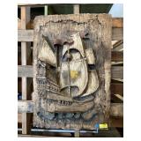 Vintage 3-D sailing ship wall hanging 30 x 20
