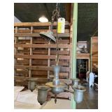 Antique  brass and nickel five light chandelier.
