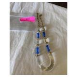 Vintage necklace blue and clear lucite look. 19