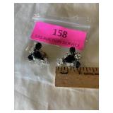 Vintage black and clear rhinestone clip earrings