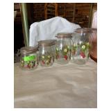 Vintage ARC metal hinged glass canister set with