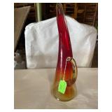 1950s crackle glass Amberina pitcher by Kanawha
