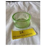 Vintage vaseline glass dish  one and a quarter