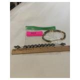 Vintage bracelets.. silver and Jade looking