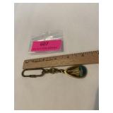 Brass keychain with enamel ship